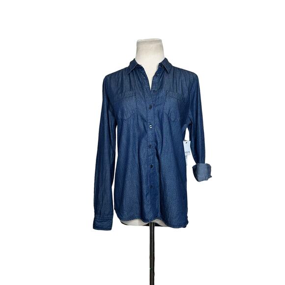 Liz Claiborne blue polka dots buttoned long sleeves shirt size PS - Picture 5 of 10